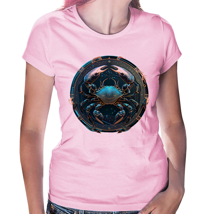 Baby Look Câncer Sígno - Rosa Bebê