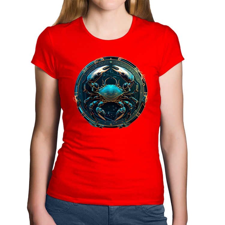 Baby Look Algodão Câncer Sígno - Vermelha