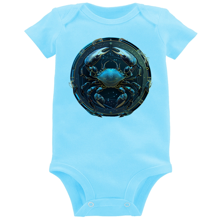Body Bebê Câncer Sígno - Azul Bebê