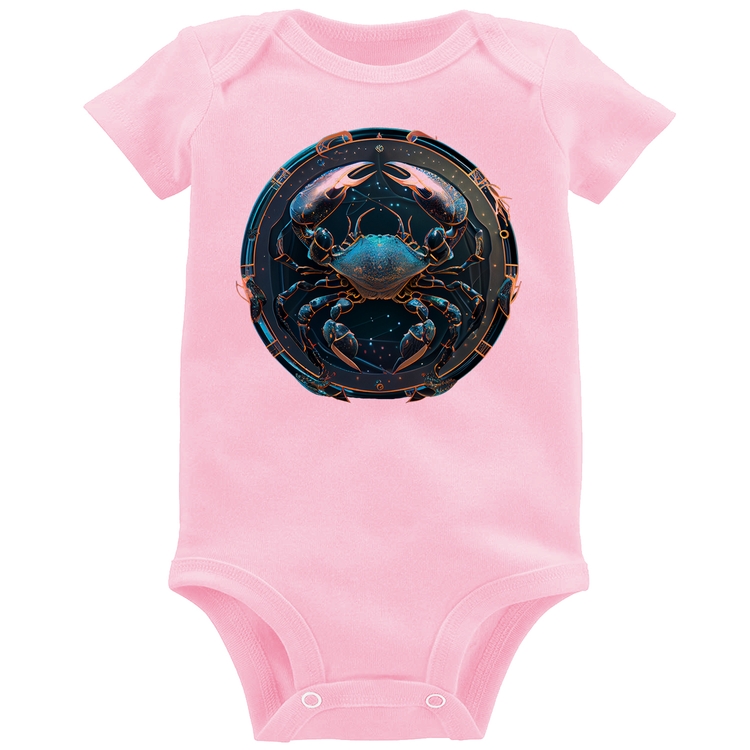 Body Bebê Câncer Sígno - Rosa Bebê