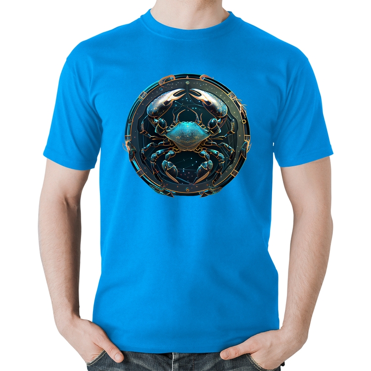 Camiseta Algodão Câncer Sígno - Azul