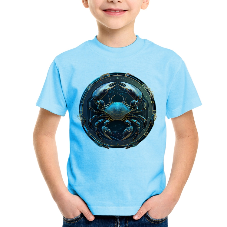 Camiseta Infantil Câncer Sígno - Azul Bebê