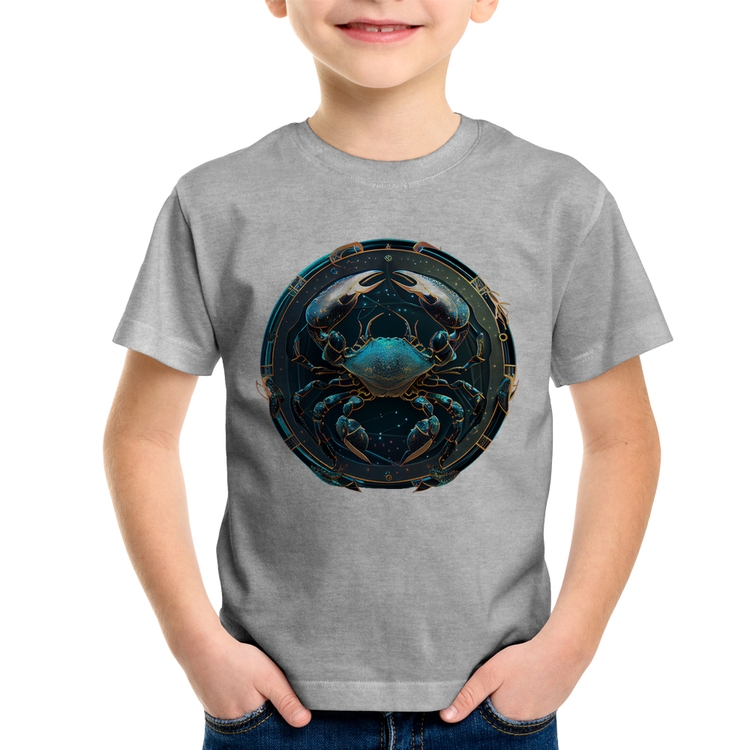Camiseta Infantil Câncer Sígno - Cinza
