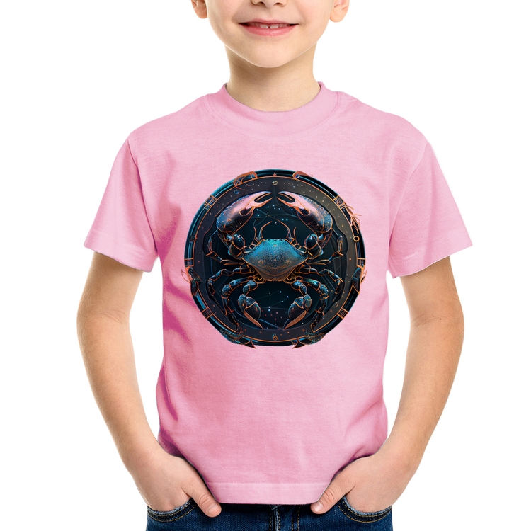 Camiseta Infantil Câncer Sígno - Rosa Bebê