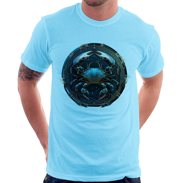 Camiseta Câncer Sígno - Azul Bebê