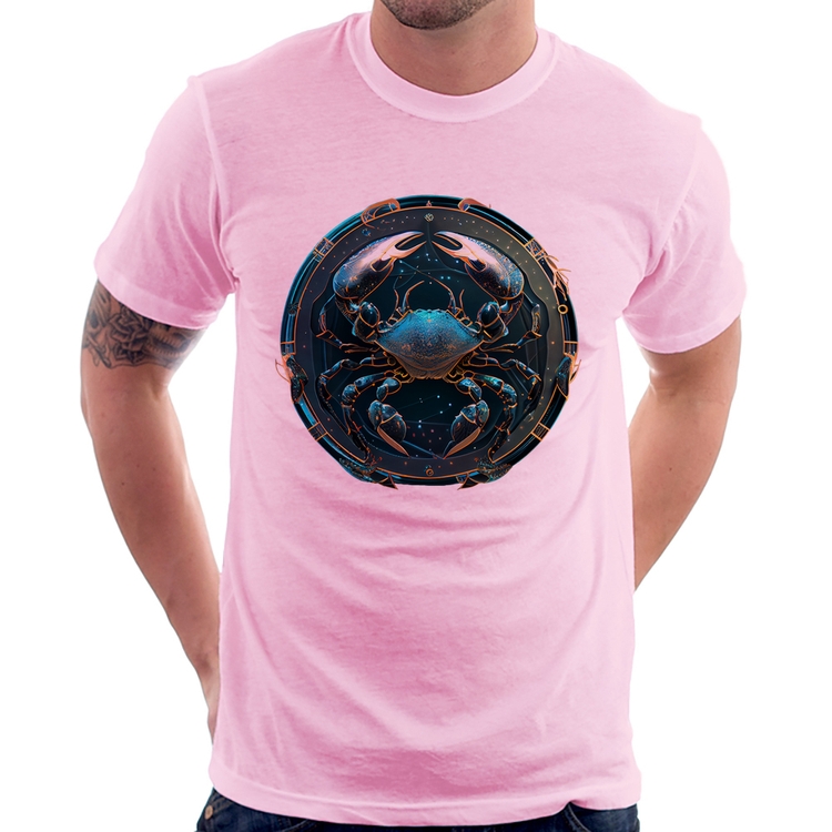 Camiseta Câncer Sígno - Rosa Bebê