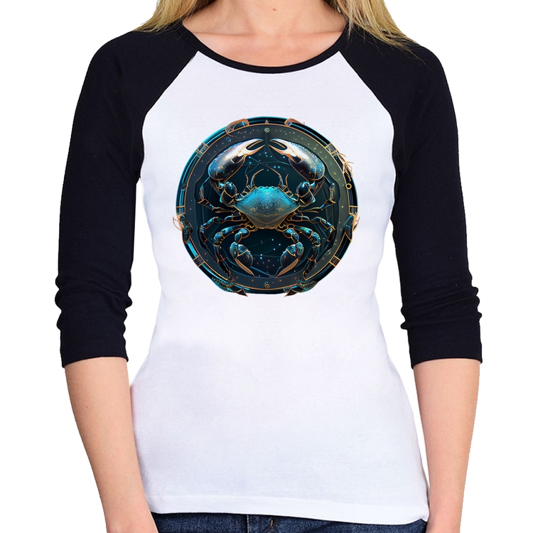 Baby Look Raglan Câncer Sígno Manga 3/4