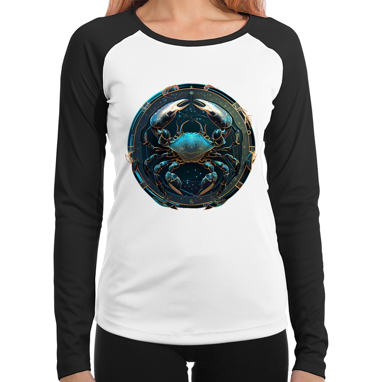 Baby Look Raglan Câncer Sígno Manga Longa