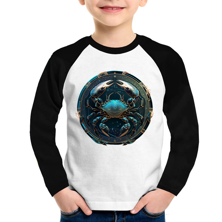 Camiseta Raglan Infantil Câncer Sígno Manga Longa