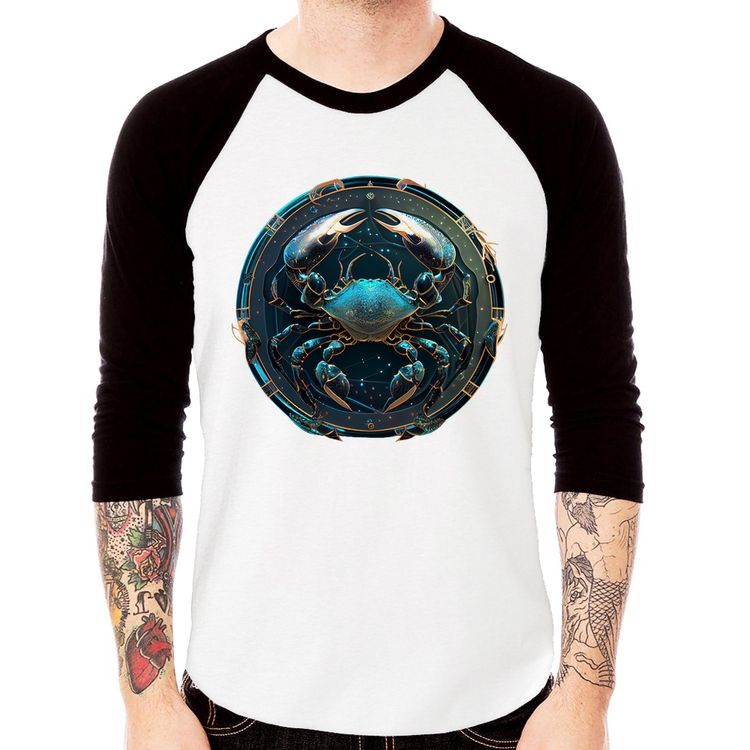 Camiseta Raglan Câncer Sígno Manga 3/4