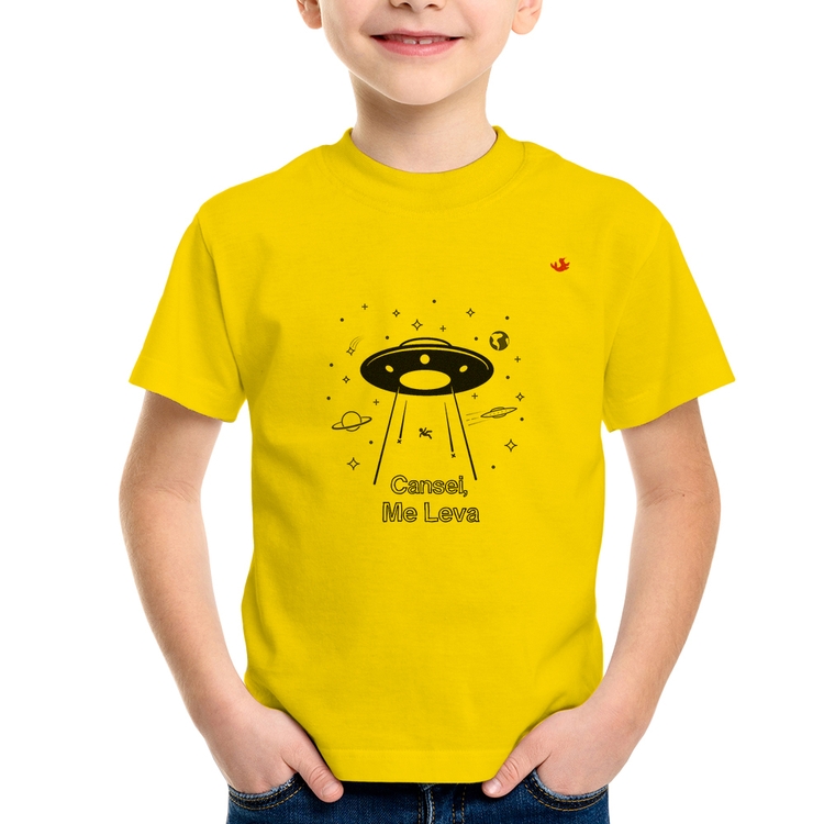 Camiseta Infantil Cansei, me leva - Amarela