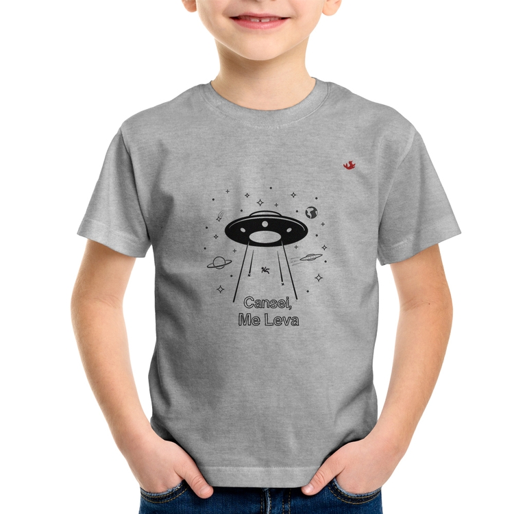 Camiseta Infantil Cansei, me leva - Cinza