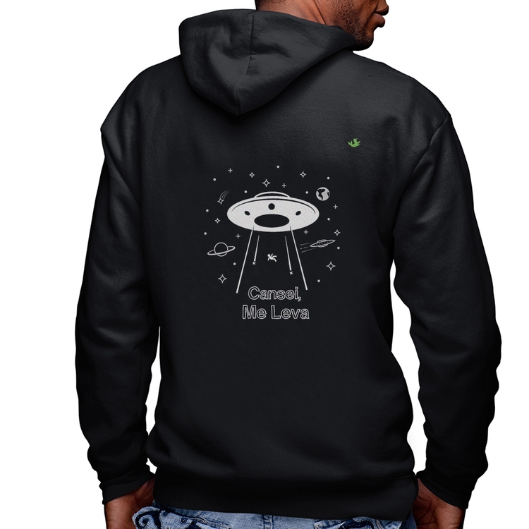 Blusa Moletom Cansei, me leva Masculina com Capuz e Zíper