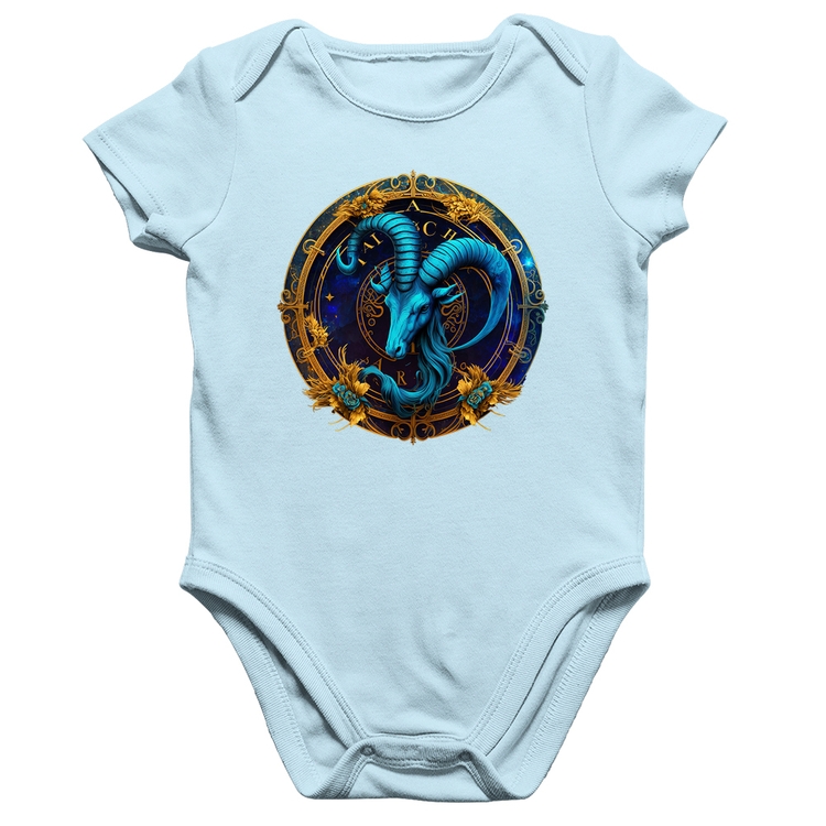 Body Bebê Algodão Capricórnio Sígno - Azul Bebê