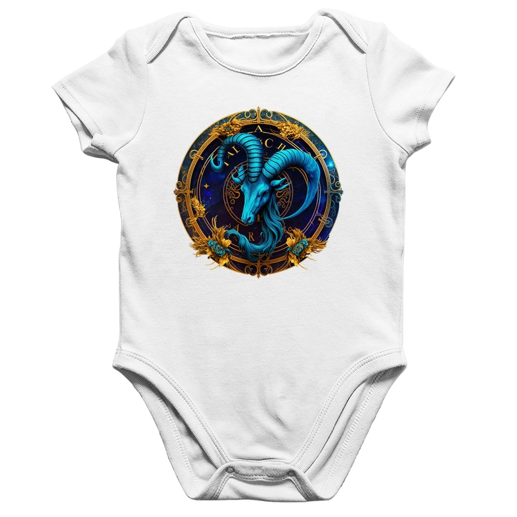 Body Bebê Algodão Capricórnio Sígno - Branco