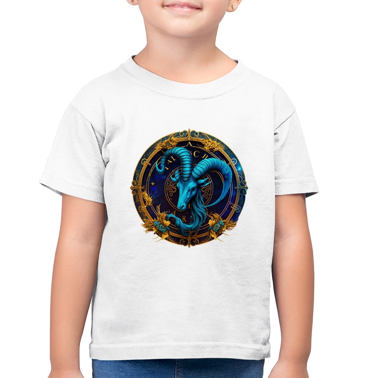 Camiseta Algodão Infantil Capricórnio Signo - Branca