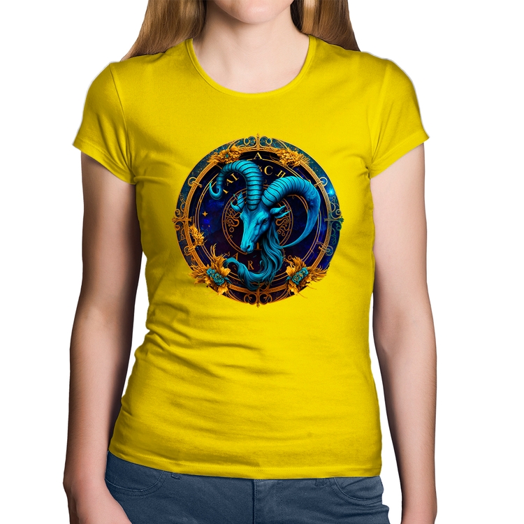 Baby Look Algodão Capricórnio Sígno - Amarela