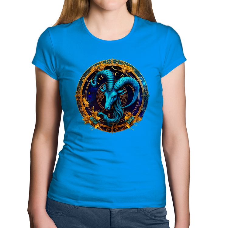 Baby Look Algodão Capricórnio Sígno - Azul