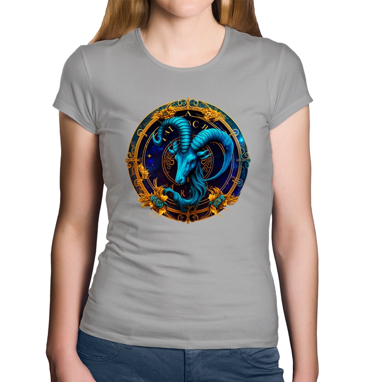 Baby Look Algodão Capricórnio Sígno - Cinza