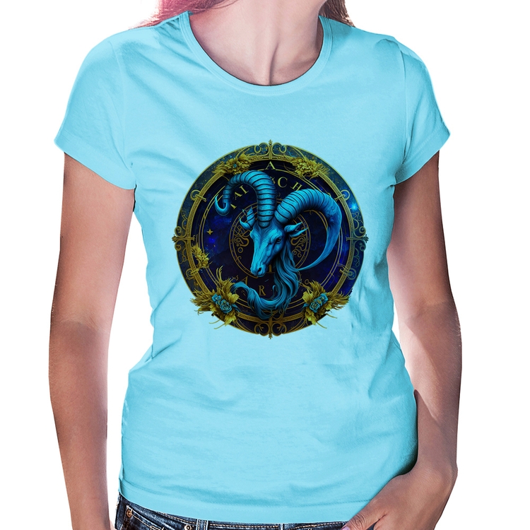 Baby Look Capricórnio Sígno - Azul Bebê