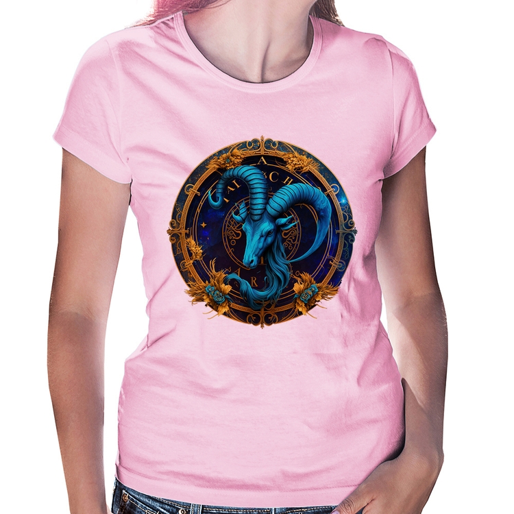 Baby Look Capricórnio Sígno - Rosa Bebê