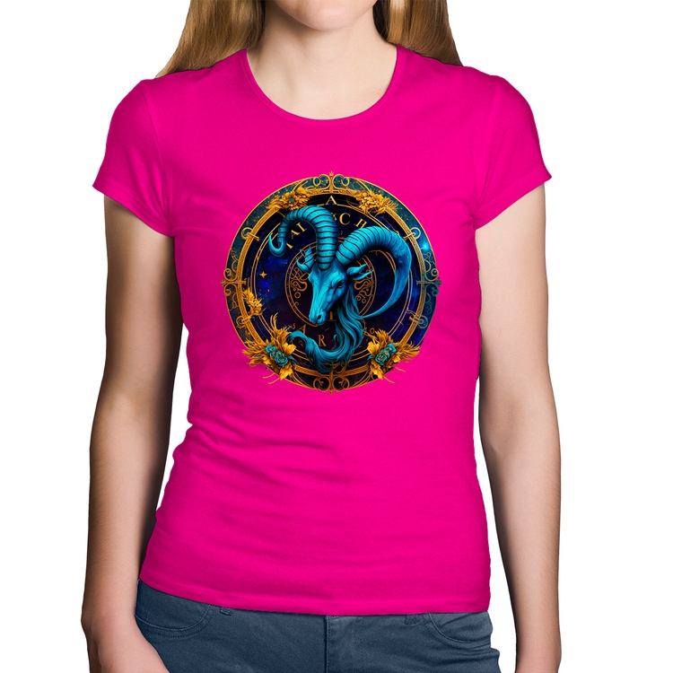 Baby Look Algodão Capricórnio Sígno - Rosa