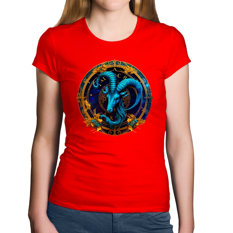 Baby Look Algodão Capricórnio Sígno - Vermelha