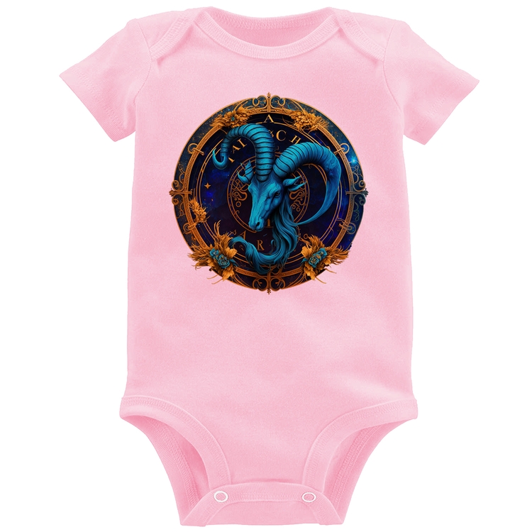 Body Bebê Capricórnio Sígno - Rosa Bebê