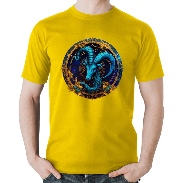 Camiseta Algodão Capricórnio Sígno - Amarela