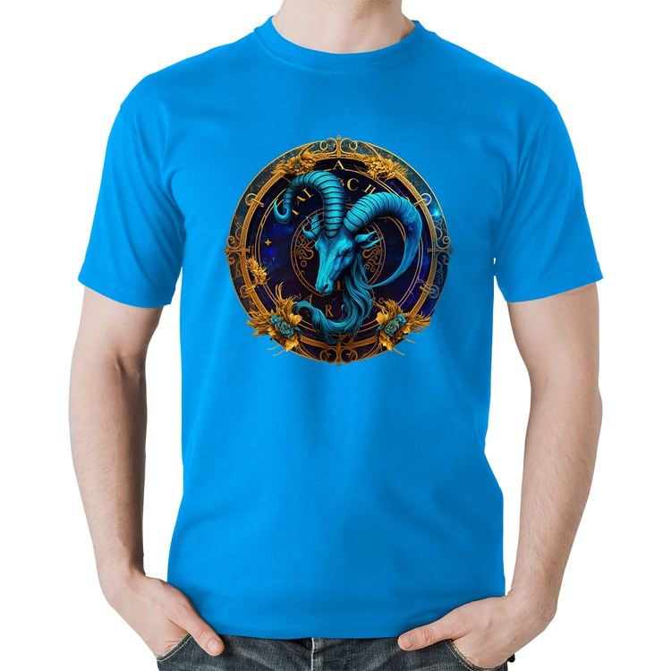 Camiseta Algodão Capricórnio Sígno - Azul