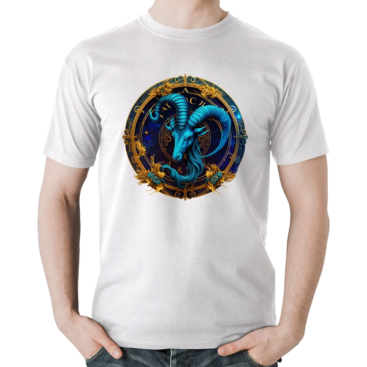 Camiseta Algodão Capricórnio Sígno - Branca