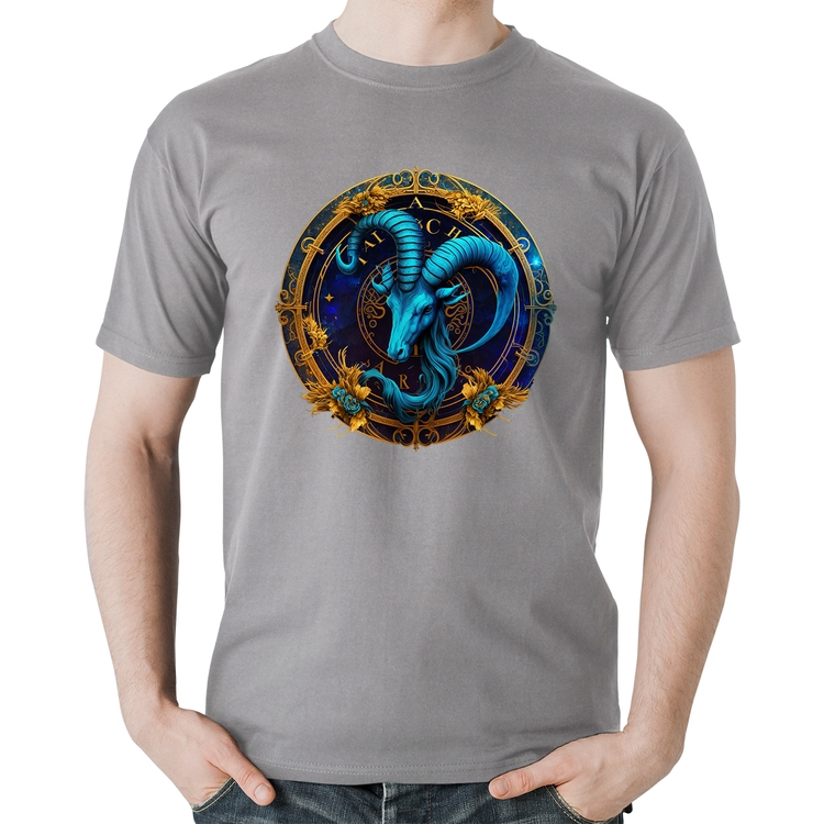 Camiseta Algodão Capricórnio Sígno - Cinza