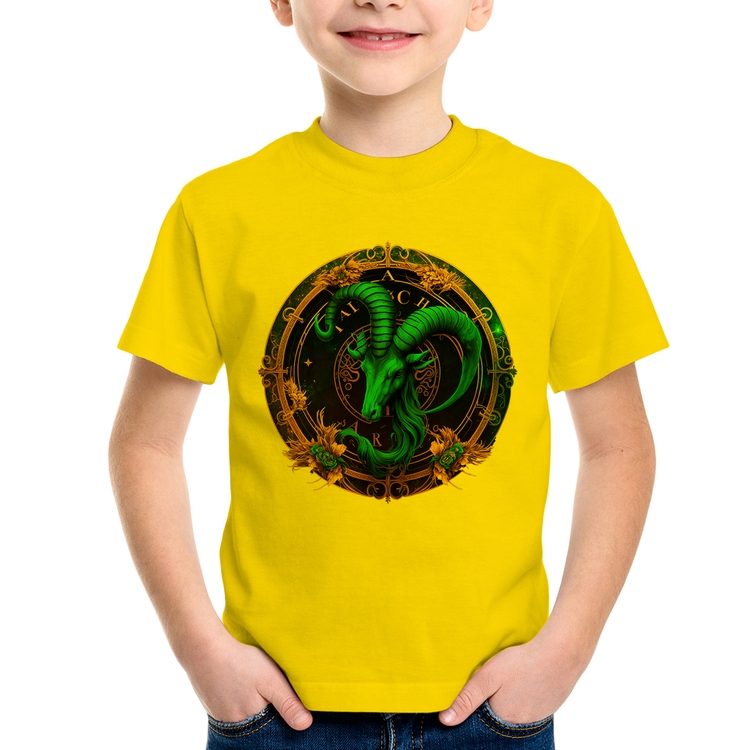 Camiseta Infantil Capricórnio Sígno - Amarela