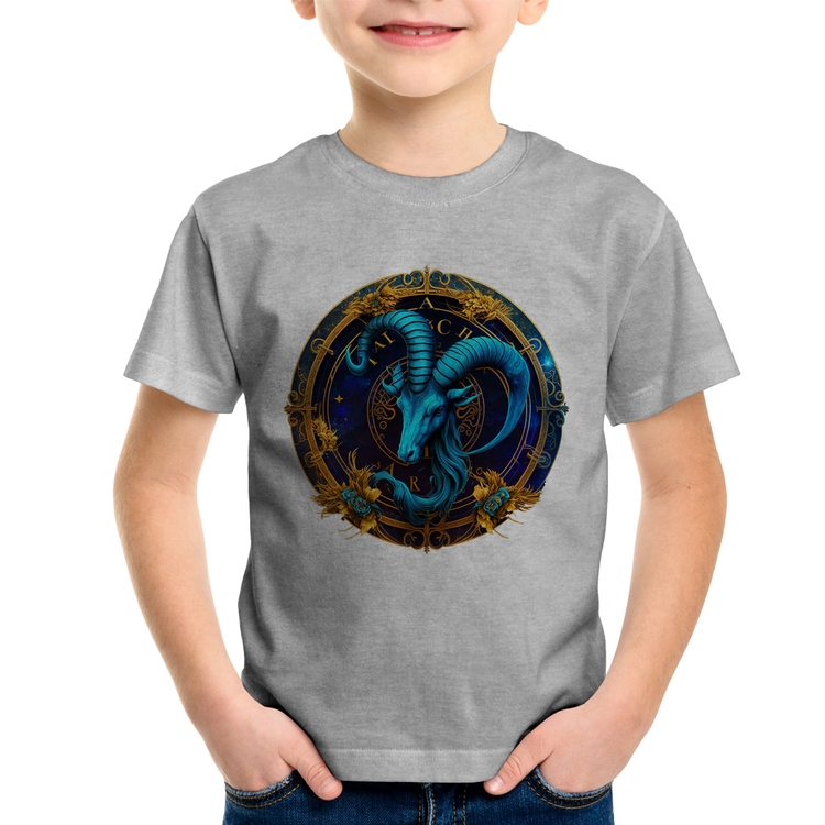 Camiseta Infantil Capricórnio Sígno - Cinza