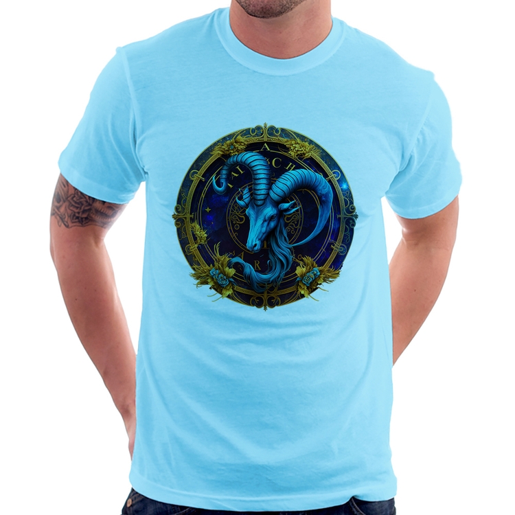 Camiseta Capricórnio Sígno - Azul Bebê