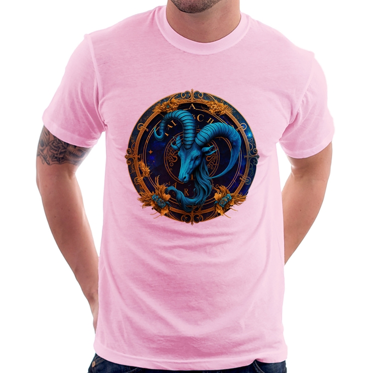 Camiseta Capricórnio Sígno - Rosa Bebê