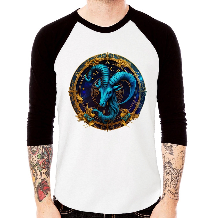 Camiseta Raglan Capricórnio Sígno Manga 3/4