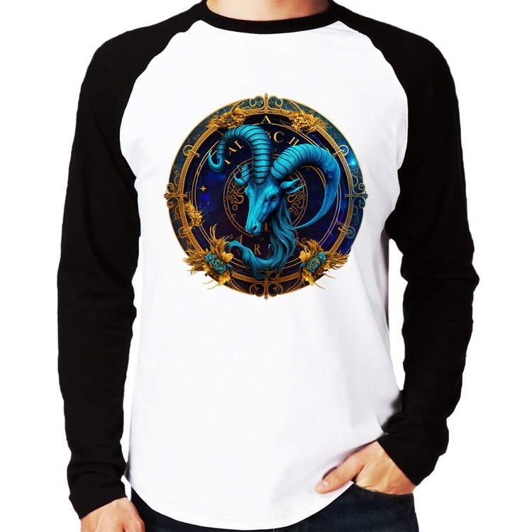 Camiseta Raglan Capricórnio Sígno Manga Longa