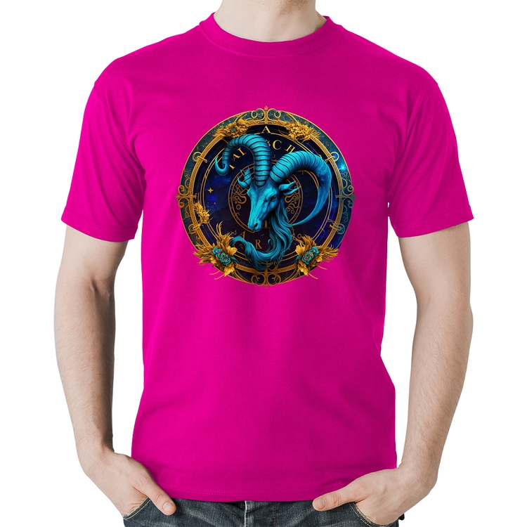 Camiseta Algodão Capricórnio Sígno - Rosa