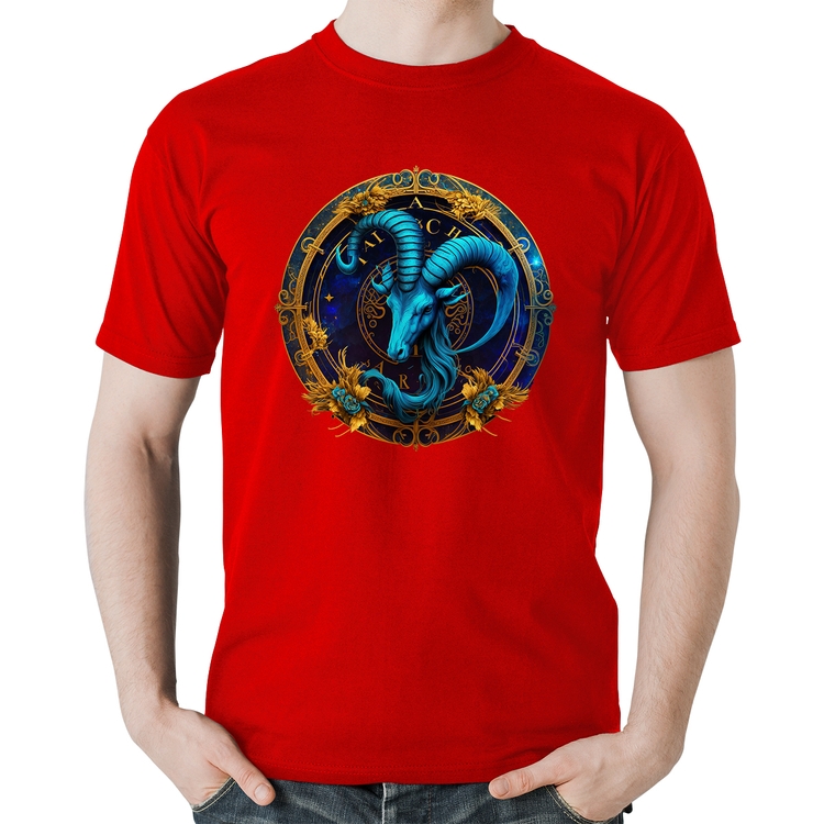Camiseta Algodão Capricórnio Sígno - Vermelha