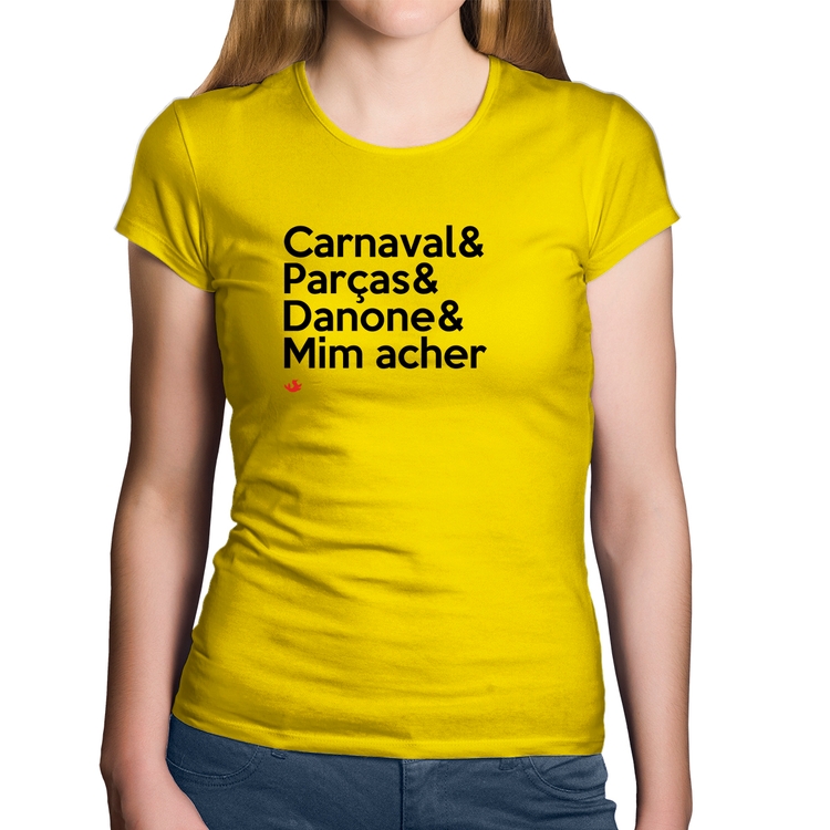 Baby Look Algodão Carnaval & Parças & Danone & Mim acher - Amarela