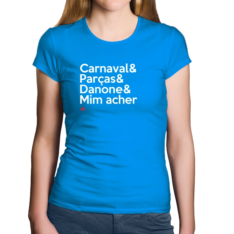 Baby Look Algodão Carnaval & Parças & Danone & Mim acher - Azul