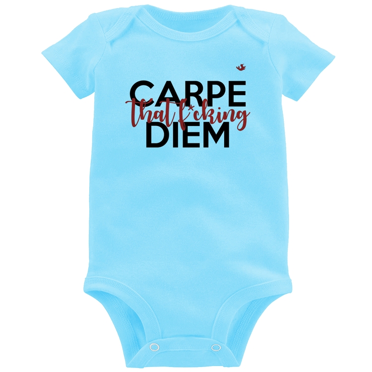 Body Bebê Carpe that fucking Diem - Azul Bebê