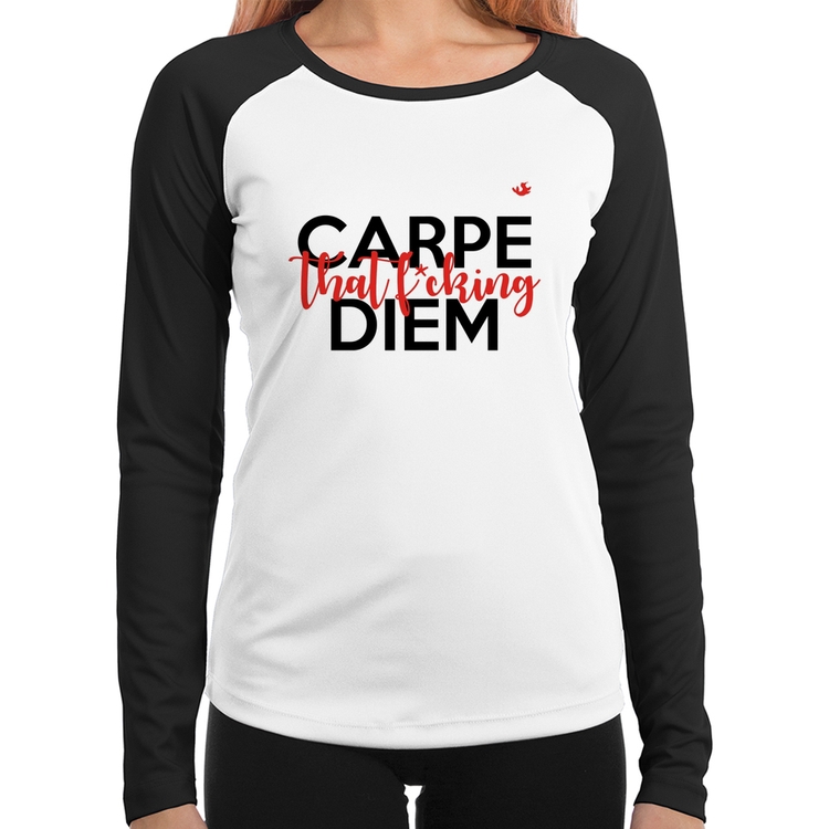 Baby Look Raglan Carpe that fucking Diem Manga Longa