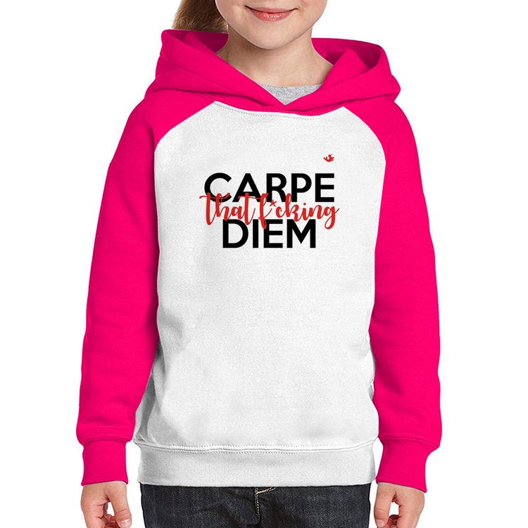 Moletom Infantil Carpe that fucking Diem - Branco/Rosa