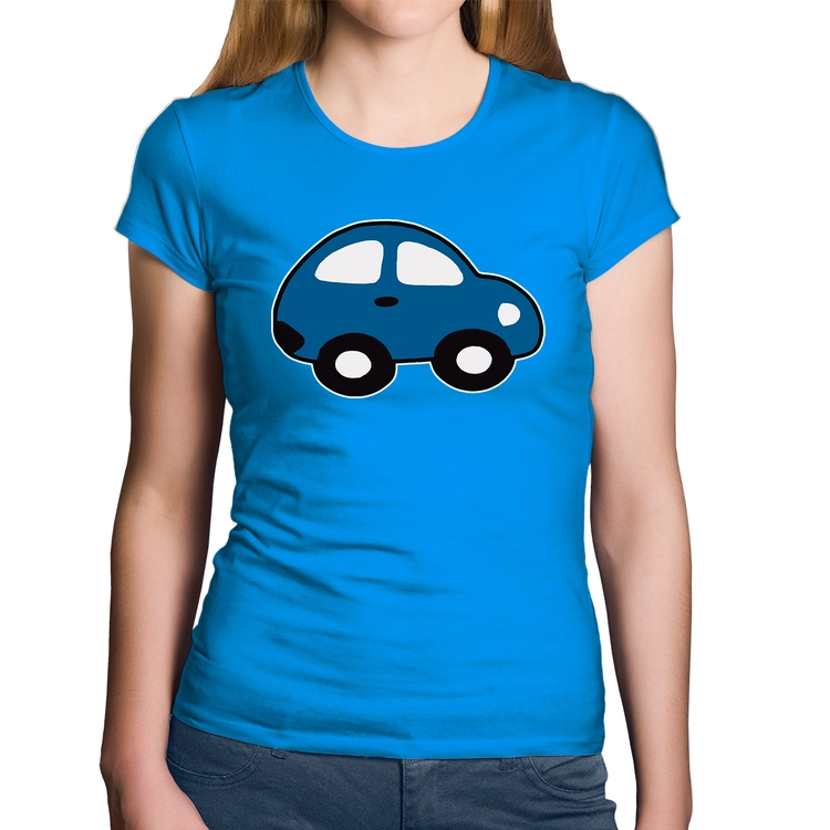 Baby Look Algodão Carrinho Azul - Azul