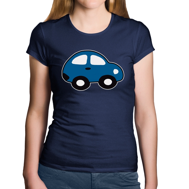 Baby Look Algodão Carrinho Azul - Marinho