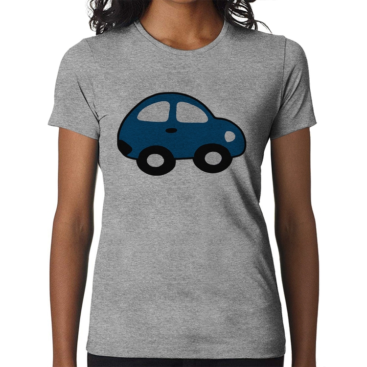 Baby Look Carrinho Azul - Cinza