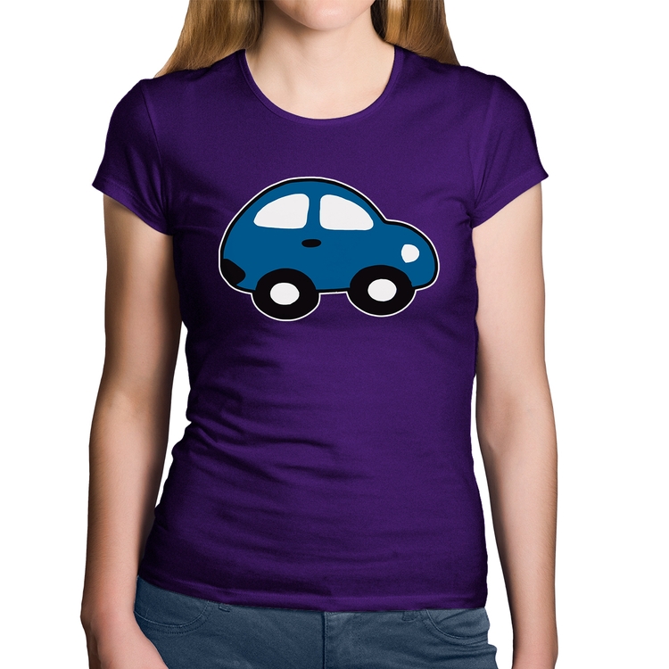 Baby Look Algodão Carrinho Azul - Roxa