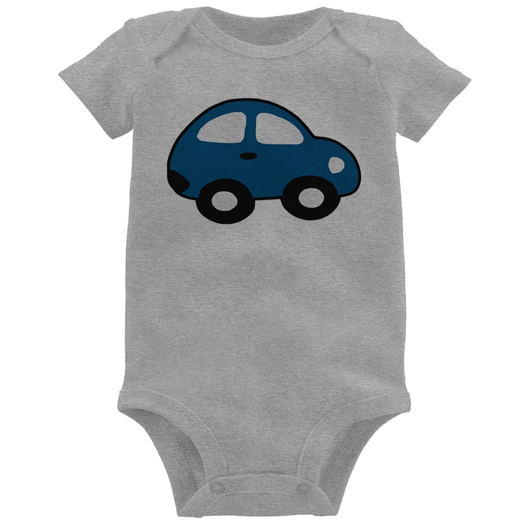 Body Bebê Carrinho Azul - Cinza